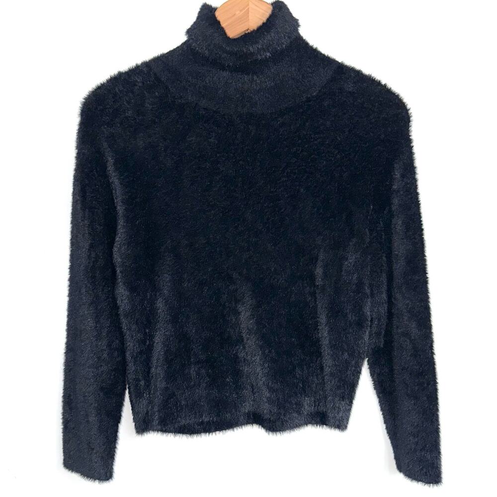 Zara Girls Black Fuzzy Turtleneck Sweater Size 10